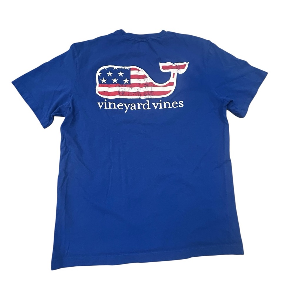 Vineyard Vines Blue‎ T-Shirt with American Flag Whale XS Men’s Patriotic USA